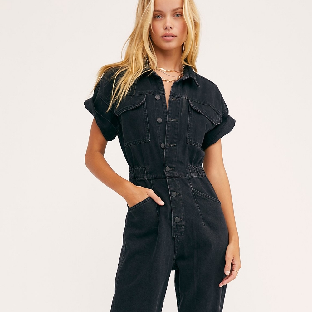 New Free People Marci Coverall Denim Jumpsuit